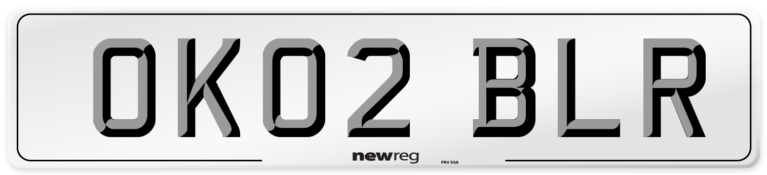 OK02 BLR Number Plate from New Reg